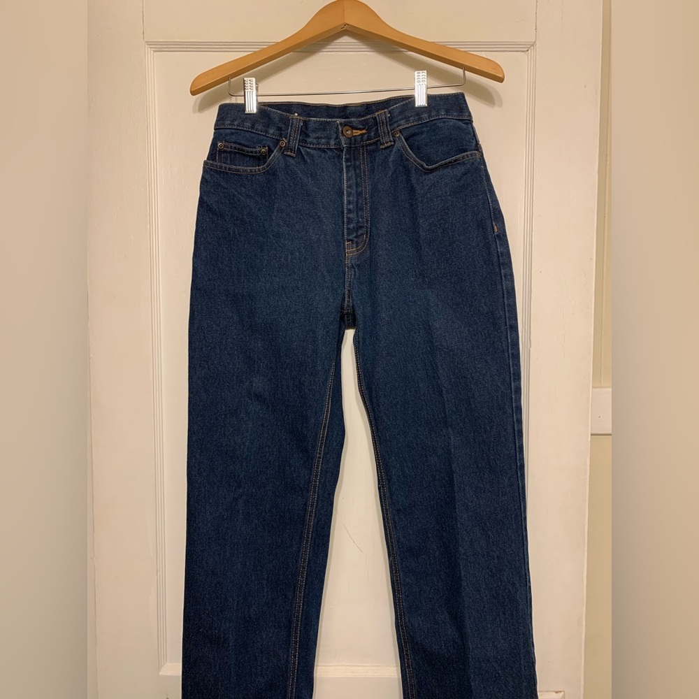 Vintage high waist dark wash straight leg jeans